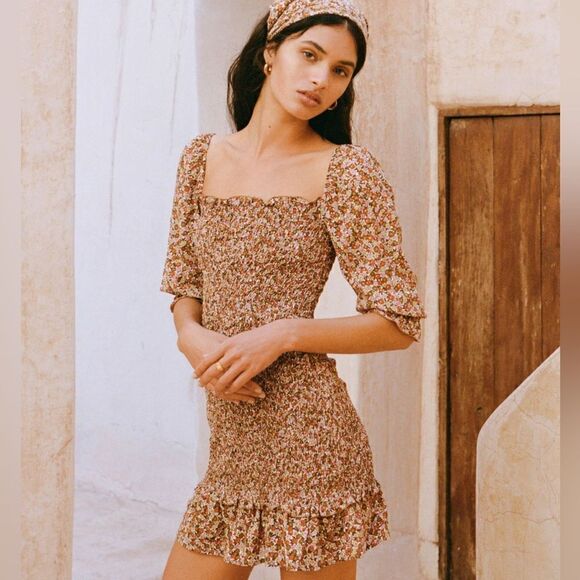 NWOT Revolve Faithfull The Brand Es Saad Smocked Mini Dress 2 - Picture 1 of 7